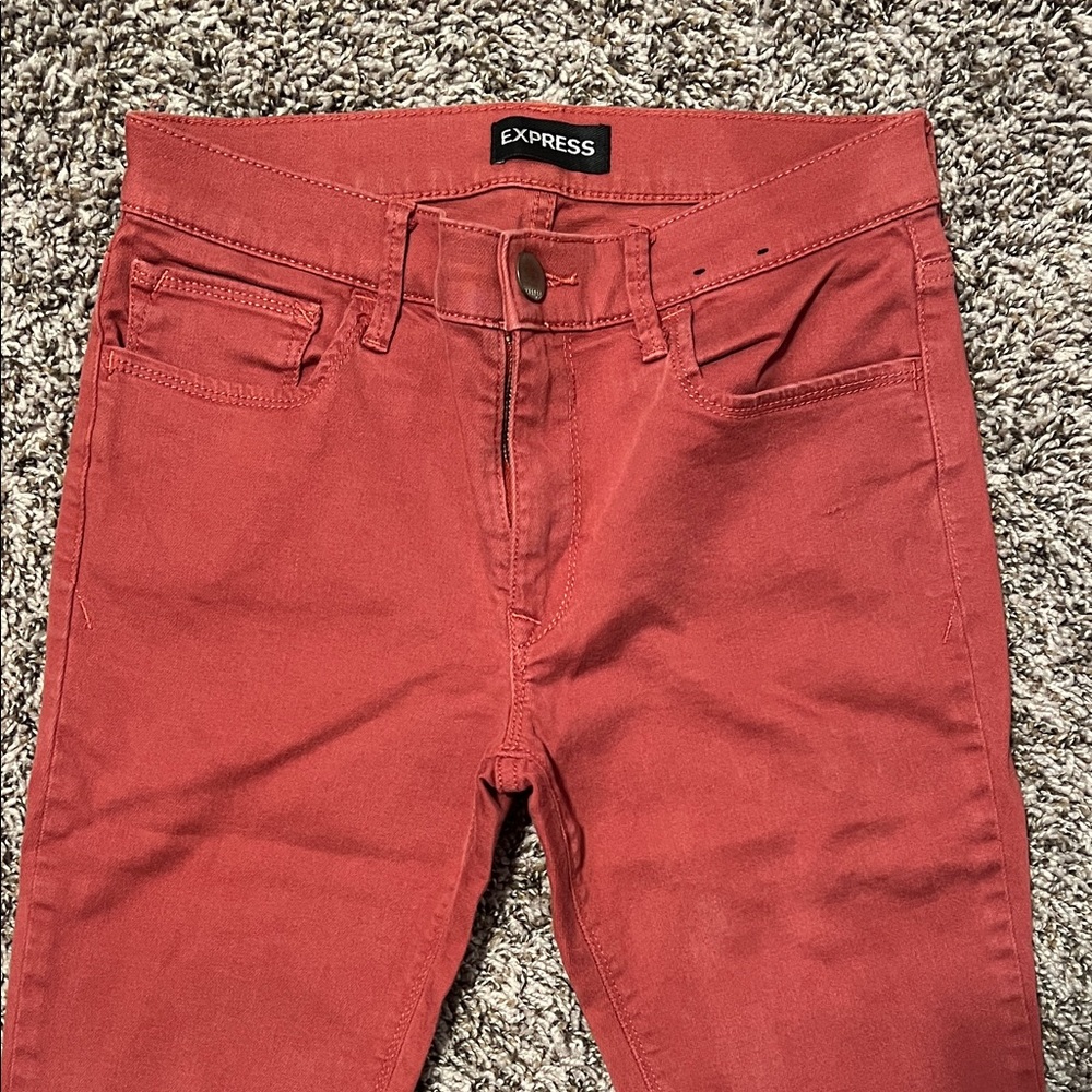 Express Supersoft Mid-Rise Jegging - Dusty Brick Red